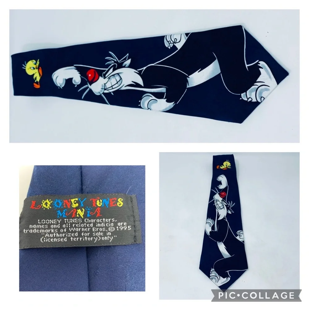 Warner Bros. Looney Tunes Sylvester and Tweetie Blue Tie